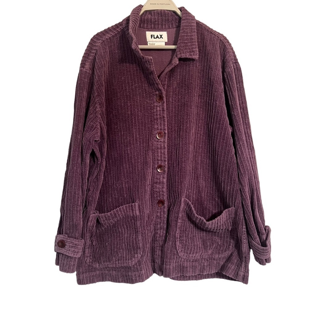 Flax Corduroy Shacket purple Laganlook oversized boxy chore pockets